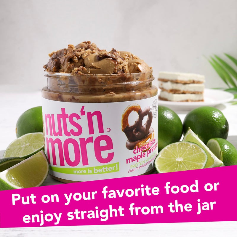 nuts'n more Nuts ‘N More Chocolate Maple Pretzel Peanut Butter Spread, Added Protein All Natural Snack, Low Carb, Low Sugar, Non-GMO, High Protein Flavored Nut Butter (15 oz Jar) - Image 3
